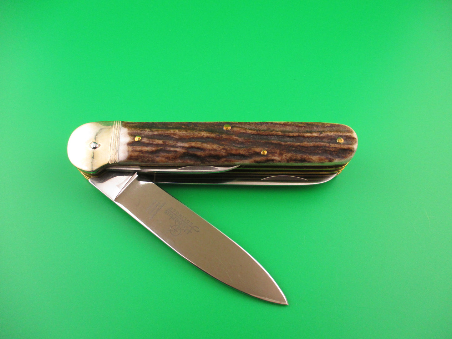 Hubertus 11cm German 3 blade Stag pen blade release automatic knife