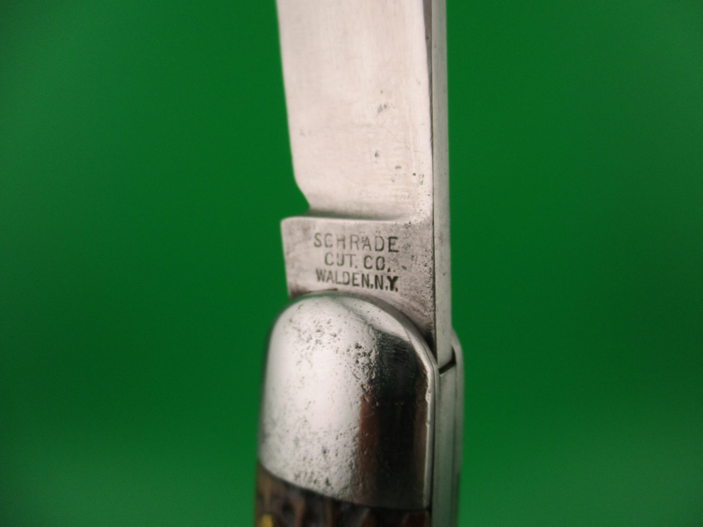 SCHRADE CUT CO Hunter Early 1543 3/4 Jigged Bone antique switchblade knife