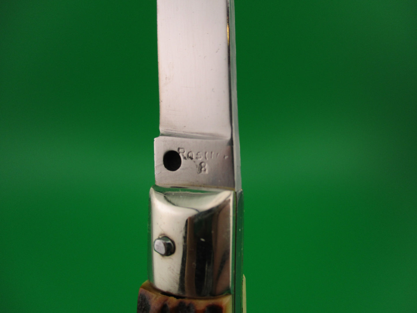 Rostfre 8 PATENT 18cm Italian Stag Lockback Rare Automatic knife NOS Belgium