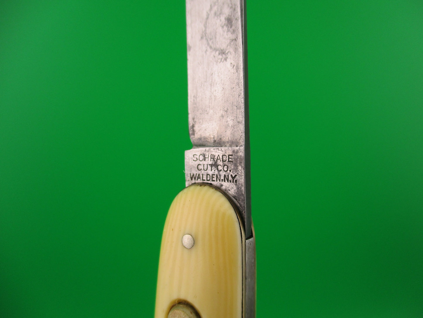 SCHRADE CUT CO medium double Ivory celluloid Fitchburg Mutual vintage switchblade knife
