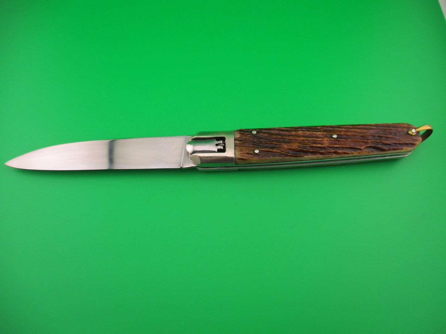 INOX Vintage 27cm French Stag Large Coffin Knife switchblade w belt sheath