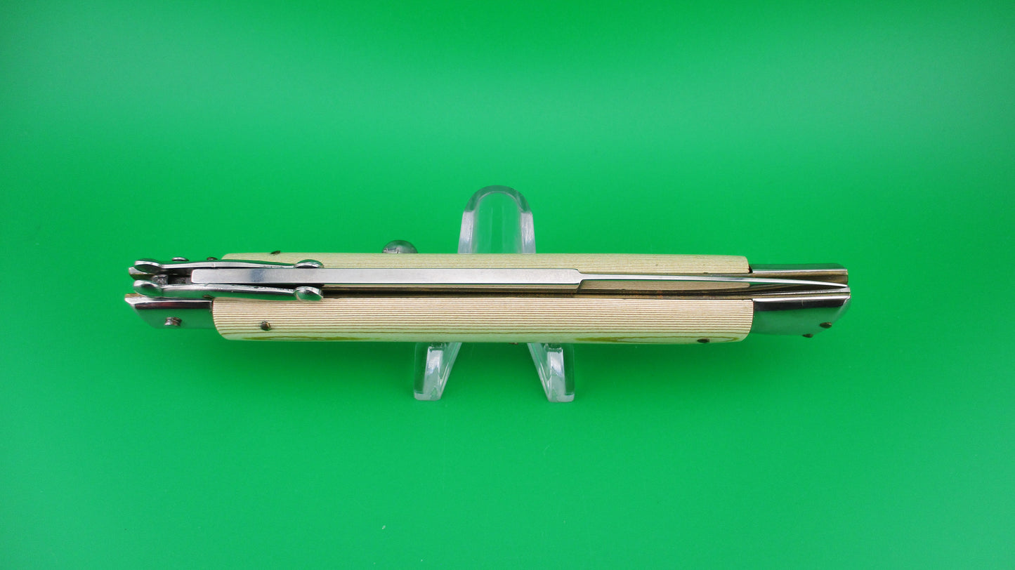 z 440 B STAINLESS Frank B Italian 11 inch Swing Guard Woodgrain Micarta switchblade knife