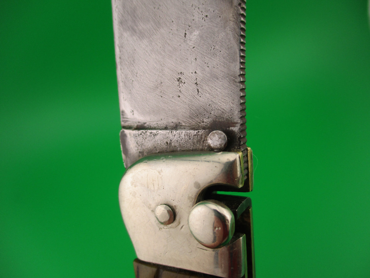KaBar Large Grizzly Stag #2179 Vintage 1930s switchblade knife made USA