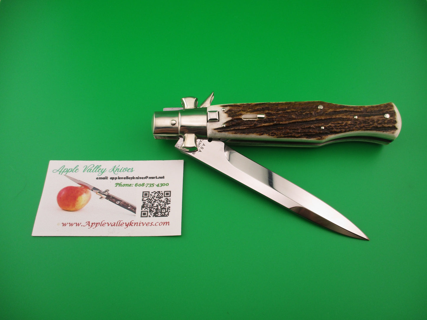 AGA CAMPOLIN ITALY 29cm Italian BLACK WIDOW Stag Fulcrum Wasp Square button knife