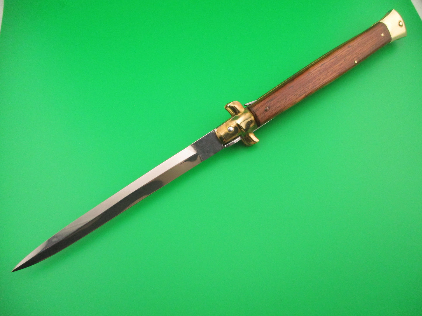 AB ITALY 33cm Italian Swivel bolster Dagger grind Wood scales vintage automatic knife