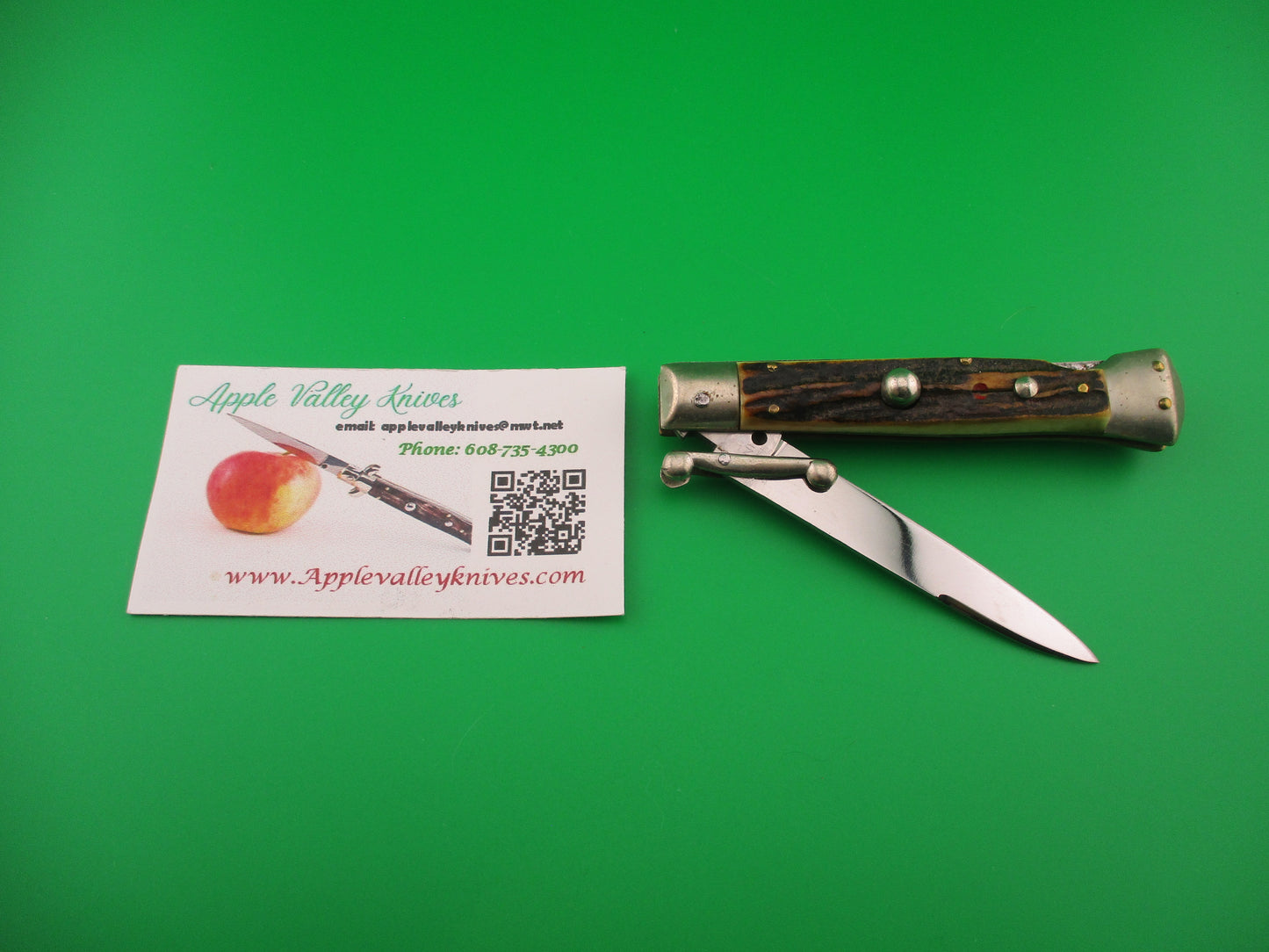 MADE IN ITALY INOX 18cm Italian Swing Guard Stag vintage switchblade knife