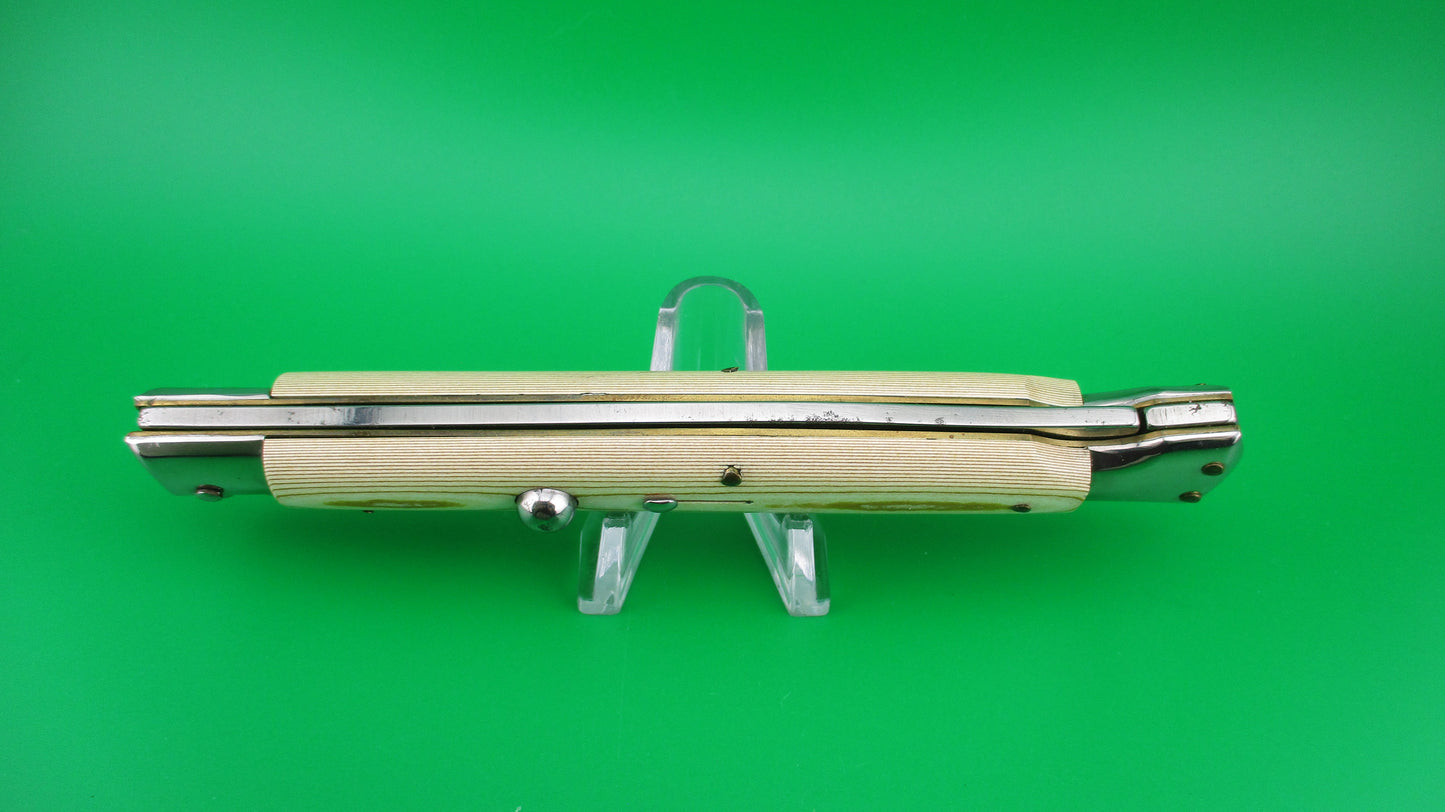 z 440 B STAINLESS Frank B Italian 11 inch Swing Guard Woodgrain Micarta switchblade knife