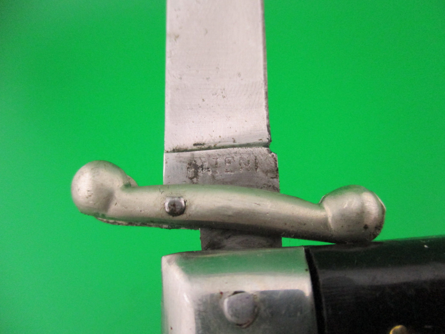 Inox PATENT 18cm Italian Swing Guard Dark Horn vintage switchblade knife