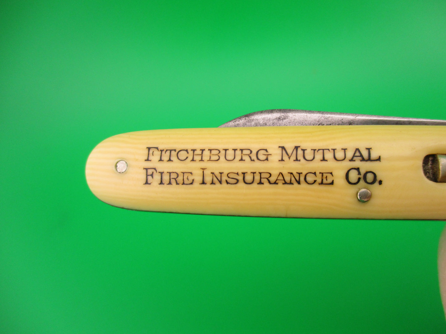 SCHRADE CUT CO medium double Ivory celluloid Fitchburg Mutual vintage switchblade knife