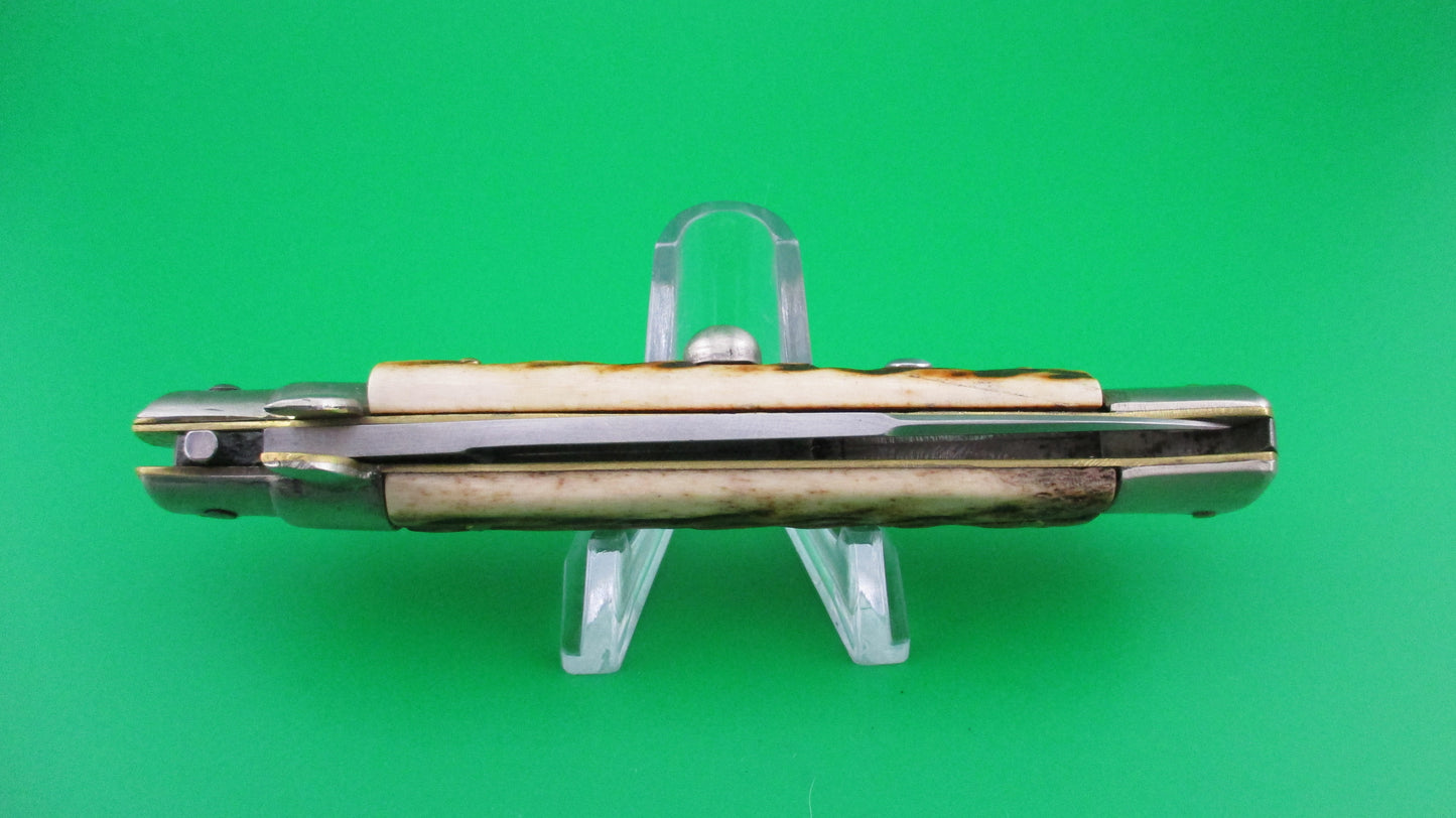 WANDY INOX 20cm Italian transitional Stiletto Jigged bone swivel bolster switchblade