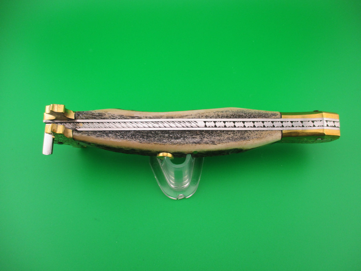 Custom Medieval 34cm Dagger Brass bolster Stag Hand Made Automatic knife