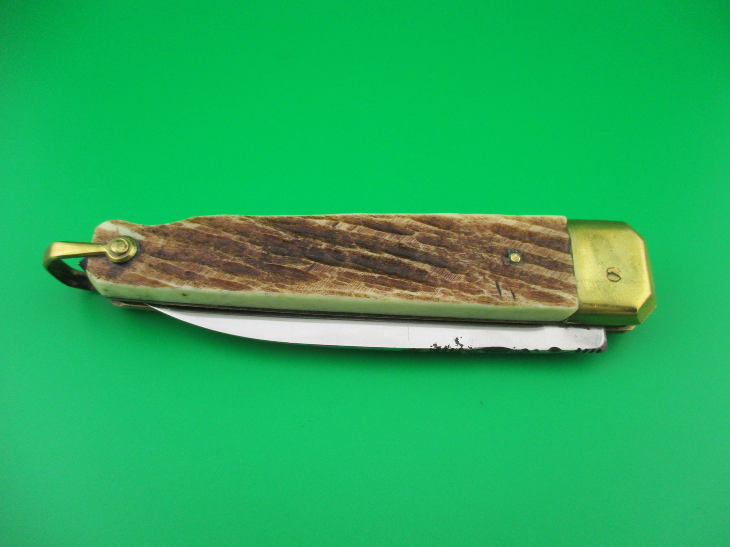 z St JM XX INOX 21cm French Saint James Stag & Brass Automatic Knife
