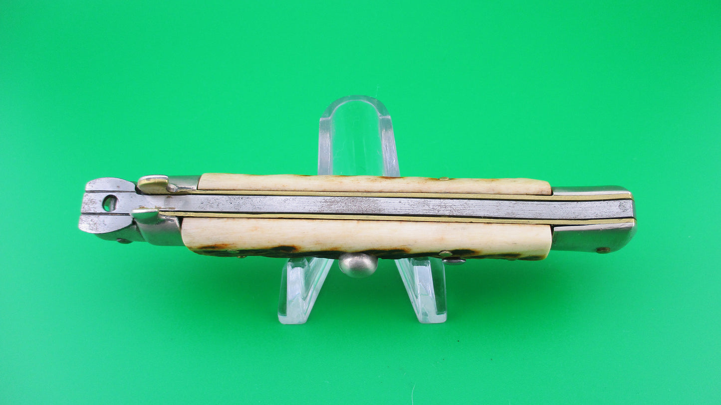WANDY INOX 20cm Italian transitional Stiletto Jigged bone swivel bolster switchblade
