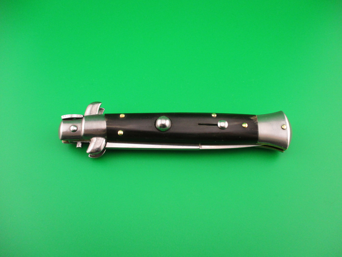 STILETTO ITALY 23cm Italian Stiletto Dark horn swivel bolster switchblade knife