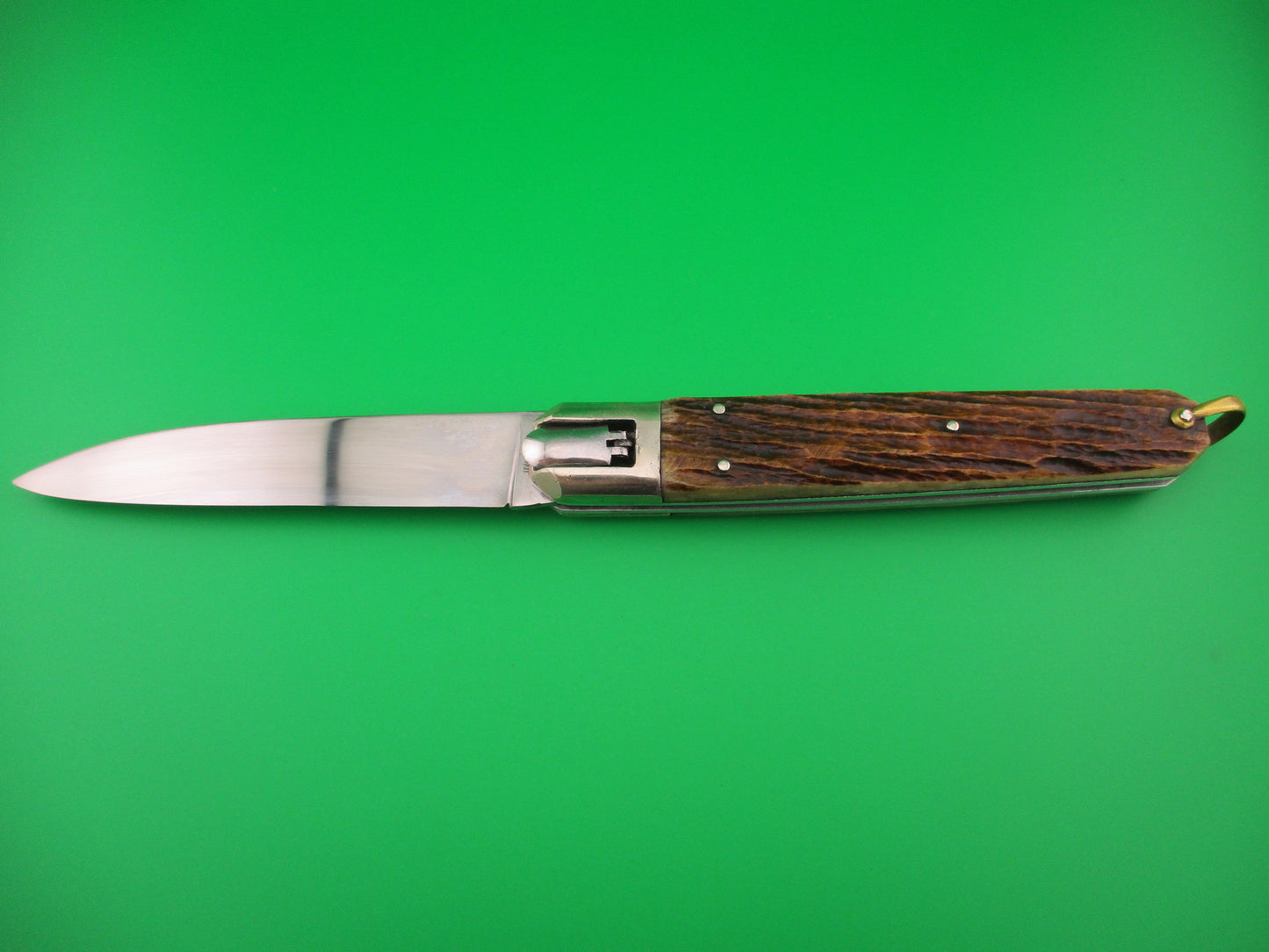 INOX Vintage 27cm French Stag Large Coffin Knife switchblade w belt sheath