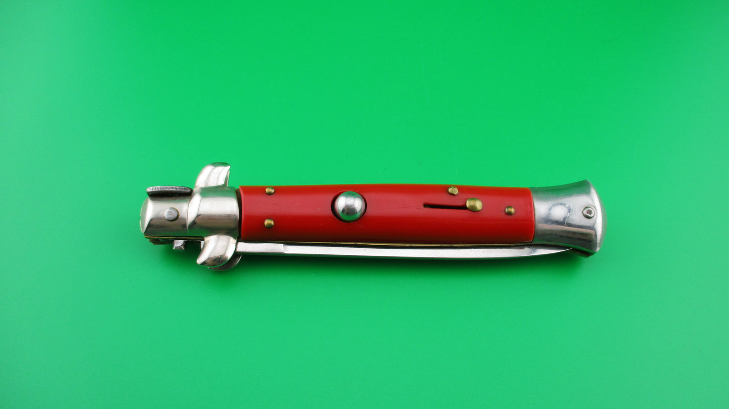 J INOX 23cm Italian Stiletto Swivel bolster RED vintage automatic knife