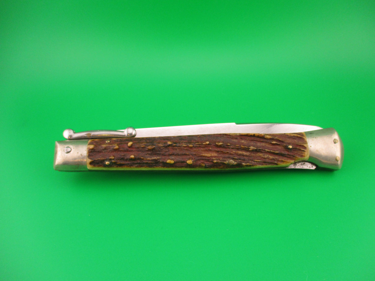MADE IN ITALY INOXID 28cm Italian Swing Guard Stag Vintage automatic knife