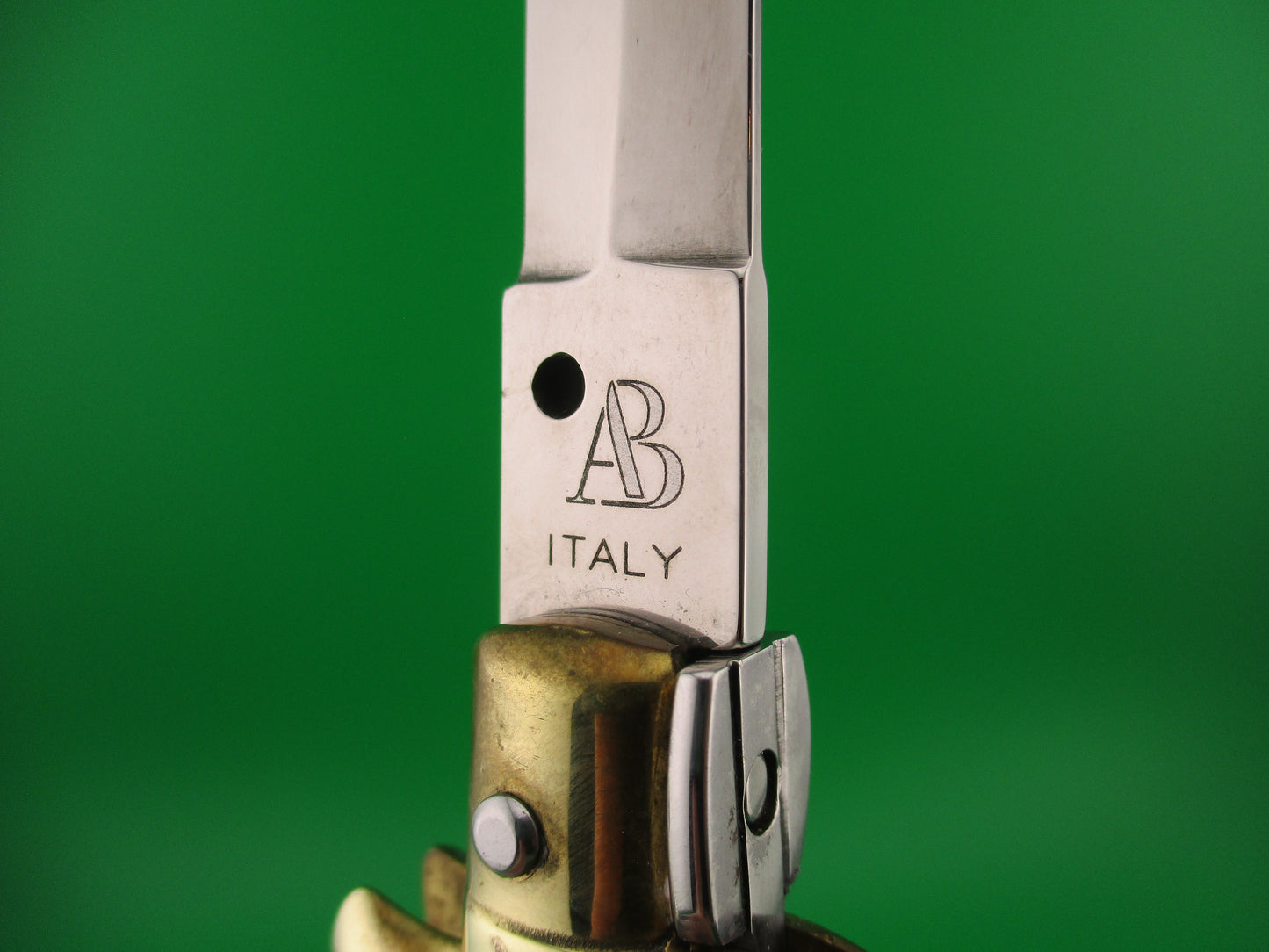 AB ITALY 33cm Italian Swivel bolster Dagger grind Wood scales vintage automatic knife