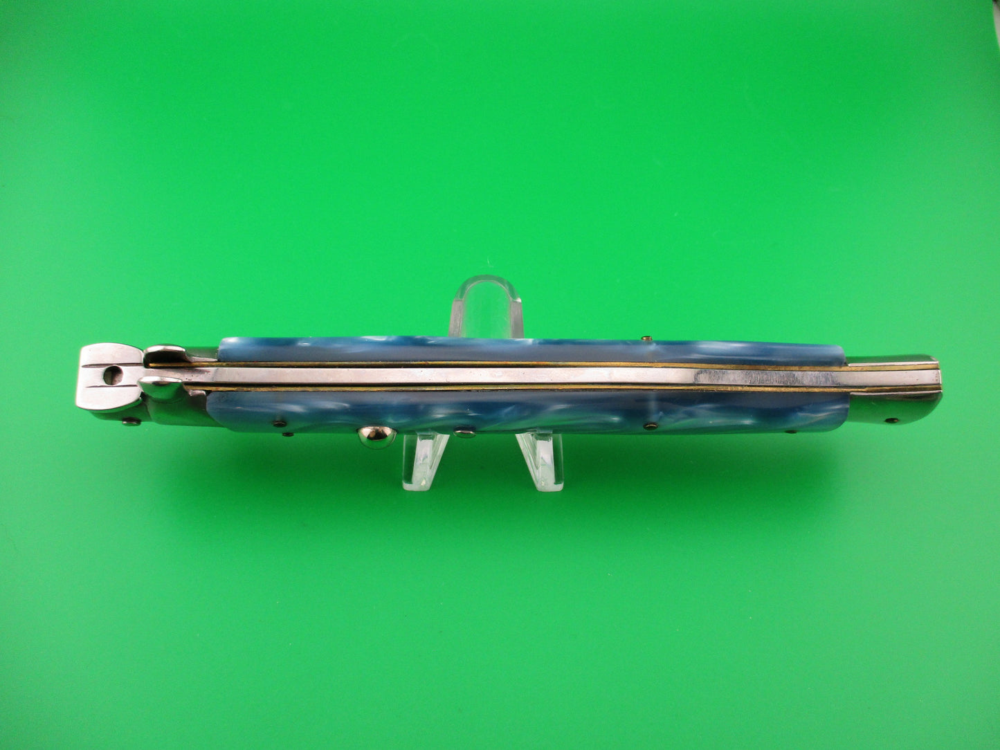 STILETTO ITALY 33cm Italian Swivel bolster Blue Pearl Kirinite automatic knife