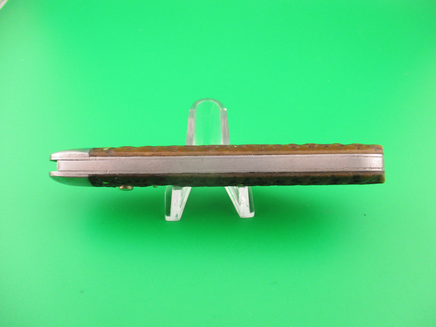 SHAPLEIGH HDW CO 4 7/8" jigged bone Hunter Early vintage automatic knife