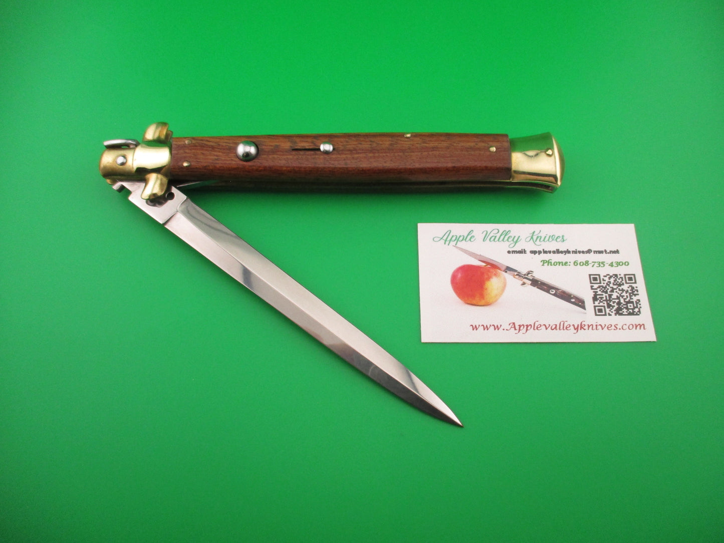 AB ITALY 33cm Italian Swivel bolster Dagger grind Wood scales vintage automatic knife