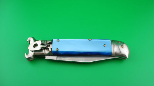 z Italian 20cm Lever Shell puller Blue Pearlex automatic knife