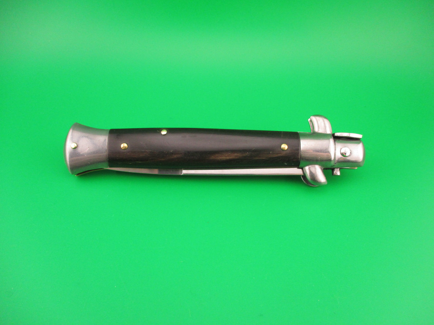 STILETTO ITALY 23cm Italian Stiletto Dark horn swivel bolster switchblade knife