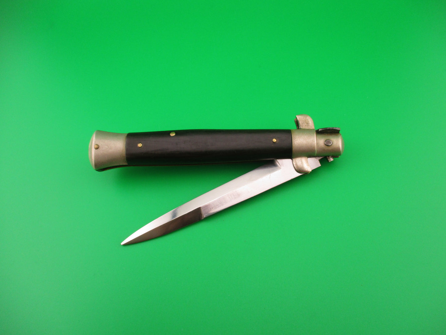 INOX 23cm Italian Picklock Bayonet blade Horn vintage 1950s automatic knife