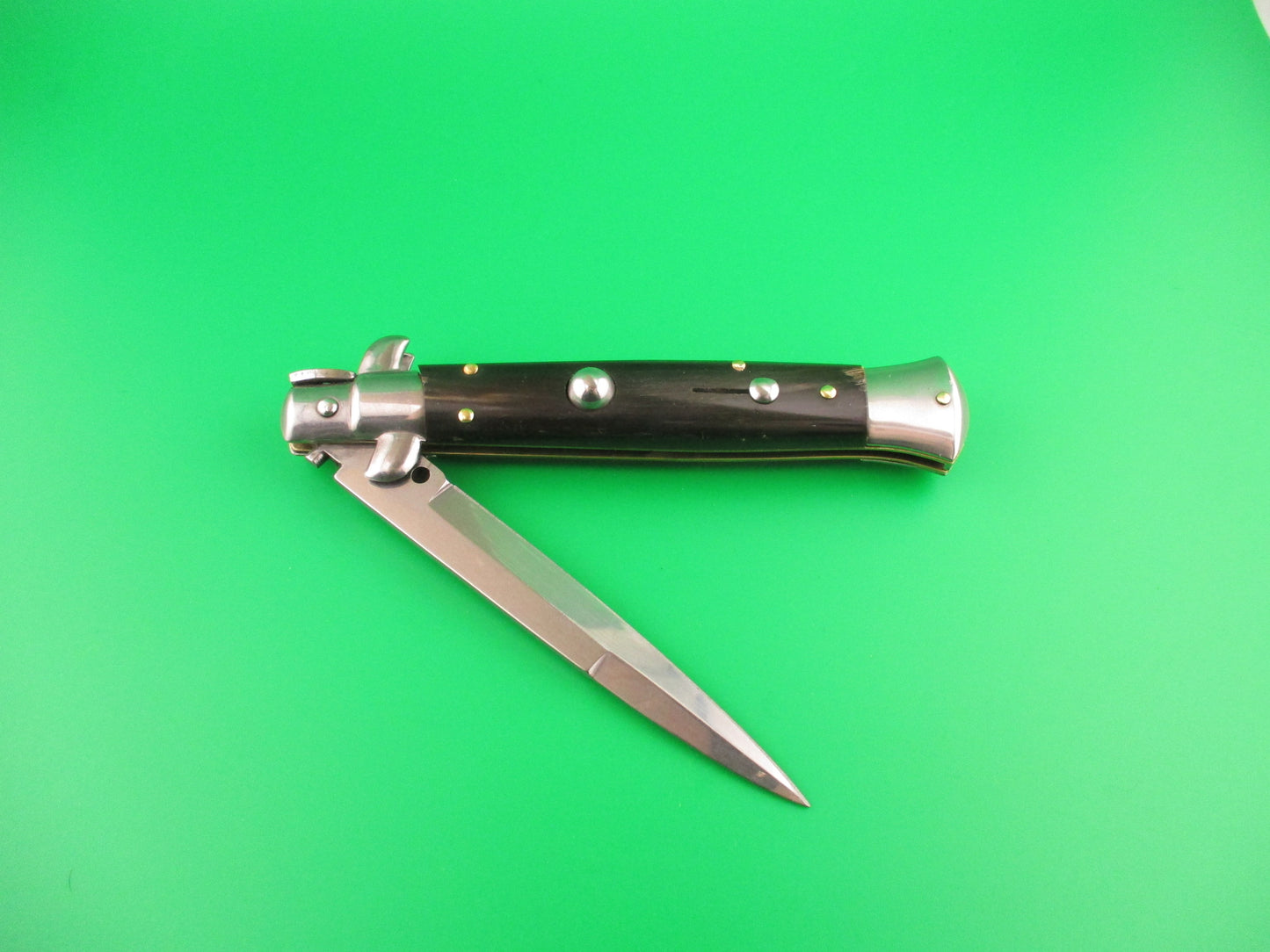 STILETTO ITALY 23cm Italian Stiletto Dark horn swivel bolster switchblade knife