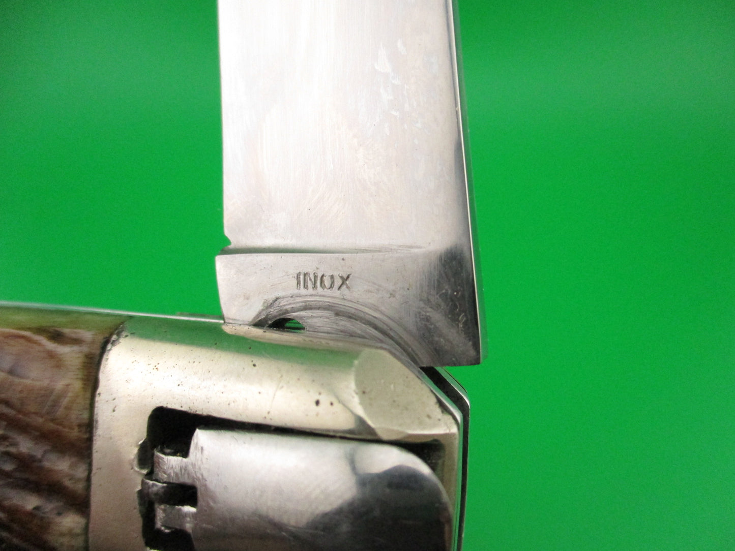 INOX Vintage 27cm French Stag Large Coffin Knife switchblade w belt sheath