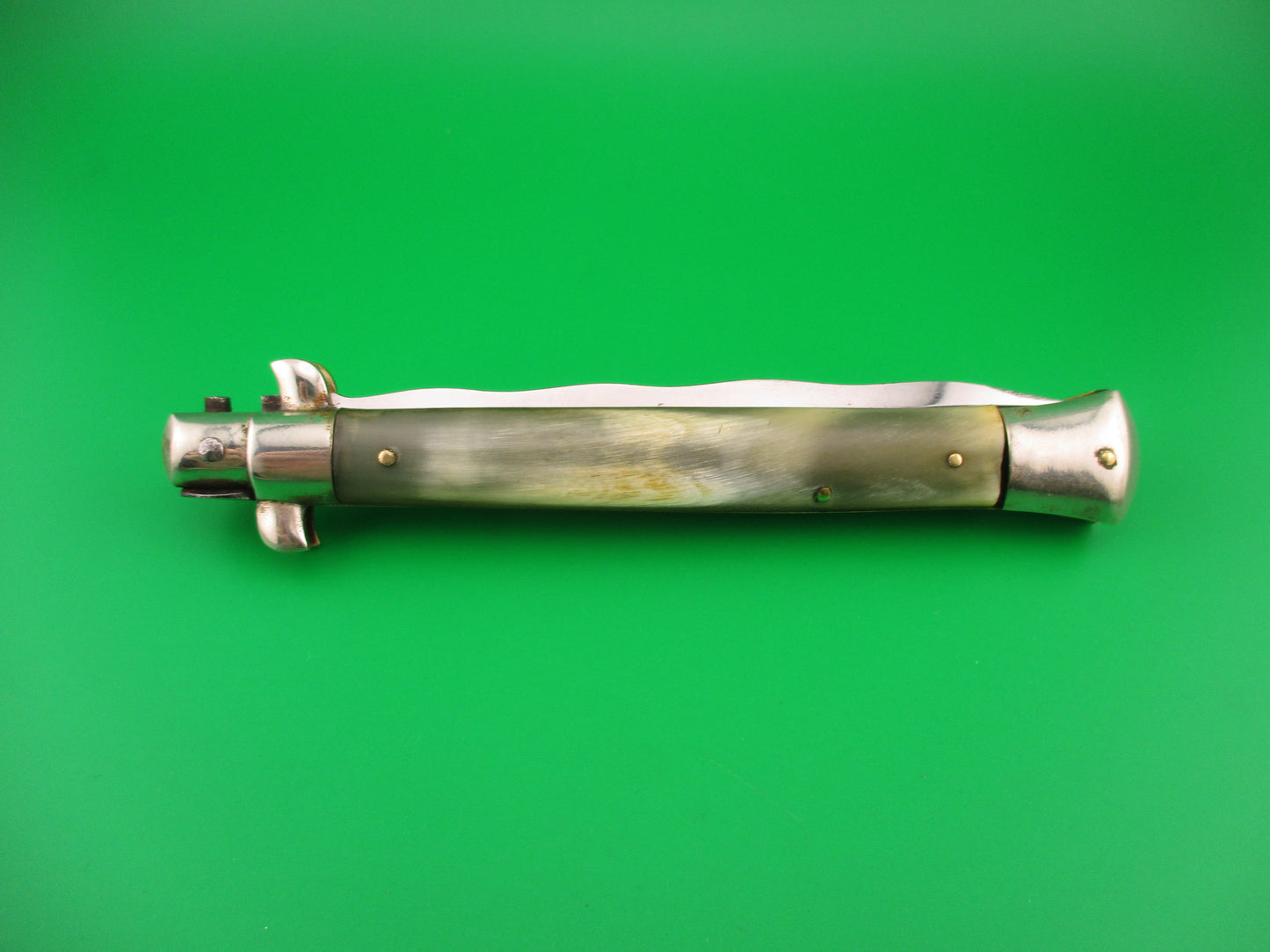LATAMA ITALY 28cm Italian Picklock Kris 1950s Cream & Green horn vintage automatic knife