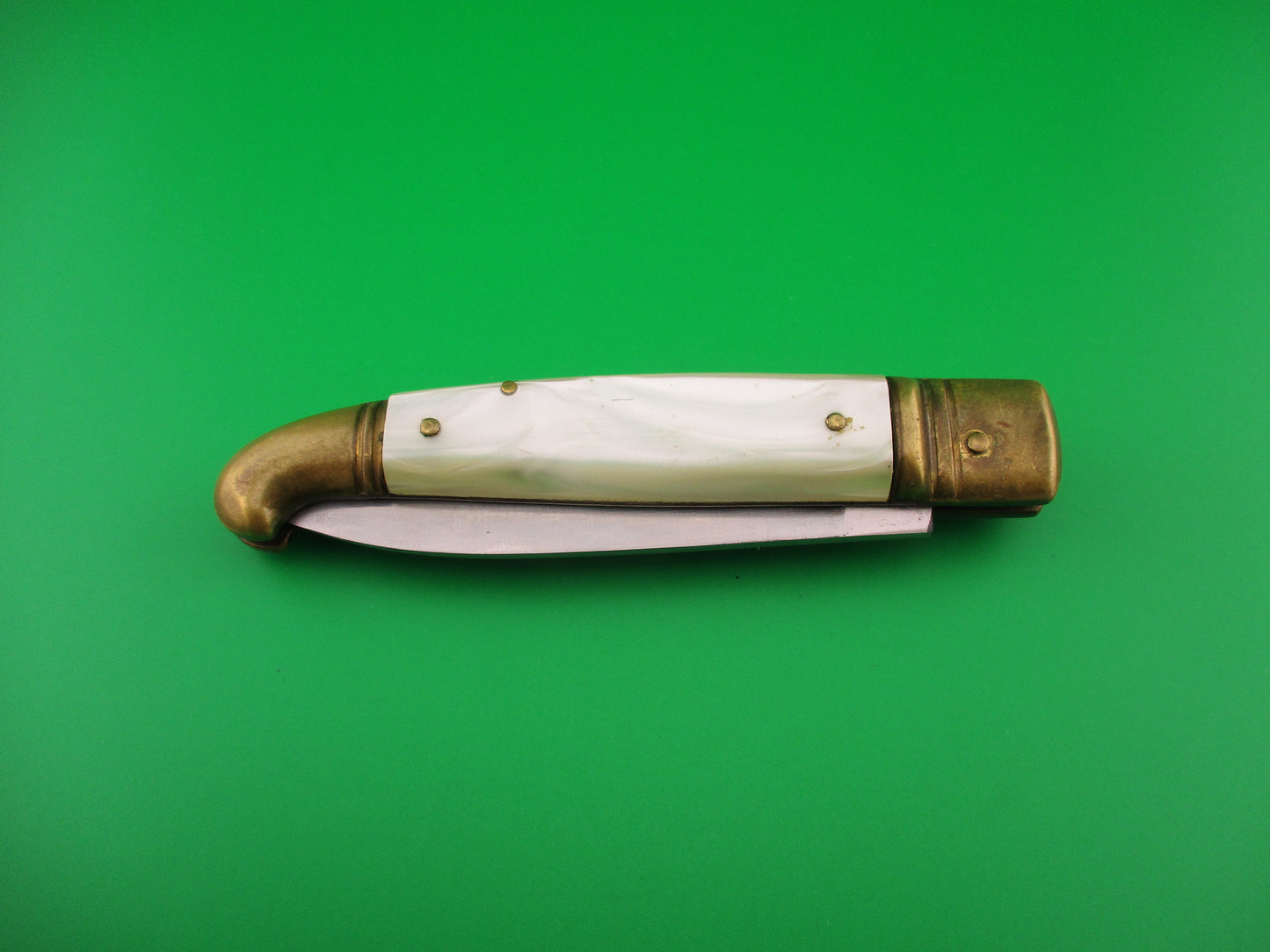 Rostfrei 20cm Italian Birds Head Pearlex Brass Lever automatic knife