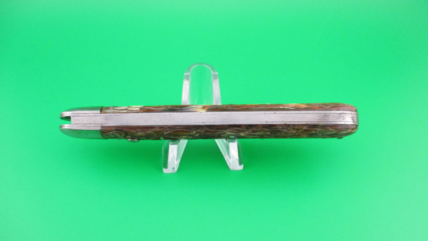 PRESTO Hunter Brain Wormgroove scales Vintage Schrade automatic knife