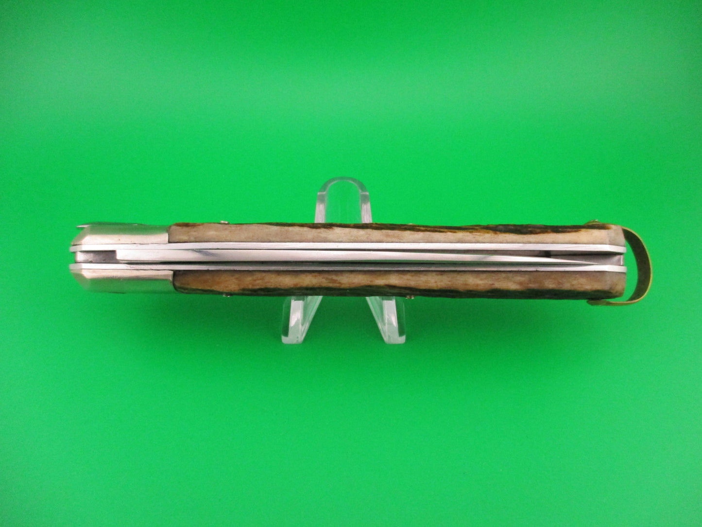 INOX Vintage 27cm French Stag Large Coffin Knife switchblade w belt sheath