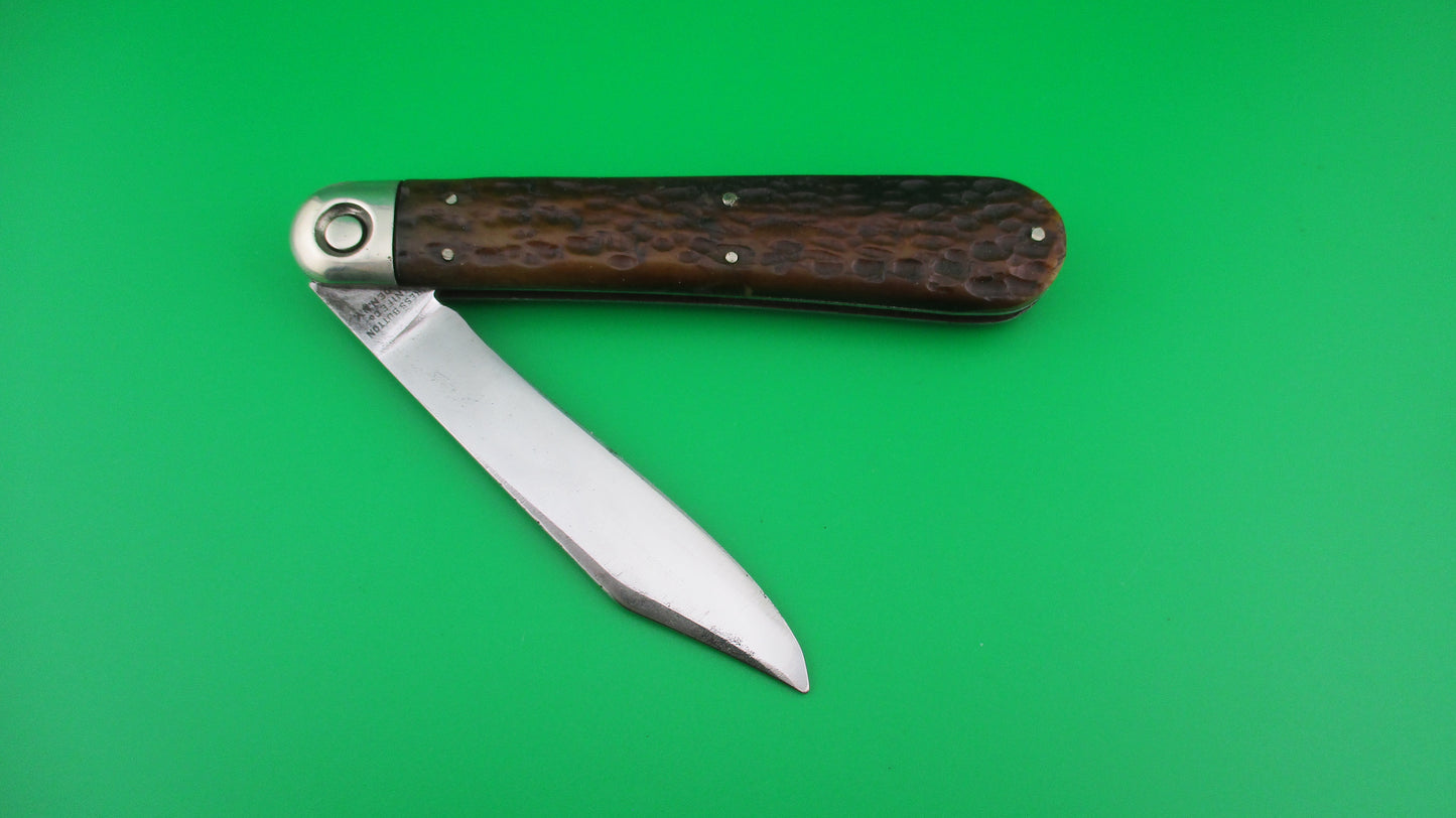 z Press Button Knife Co INVINCIBLE Hunter bone antique switchblade knife