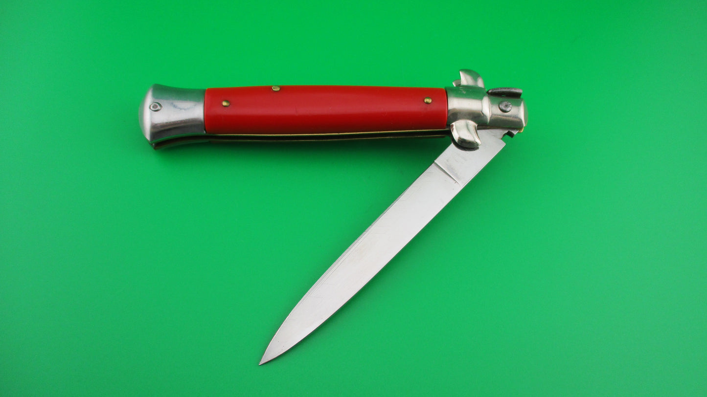 J INOX 23cm Italian Stiletto Swivel bolster RED vintage automatic knife
