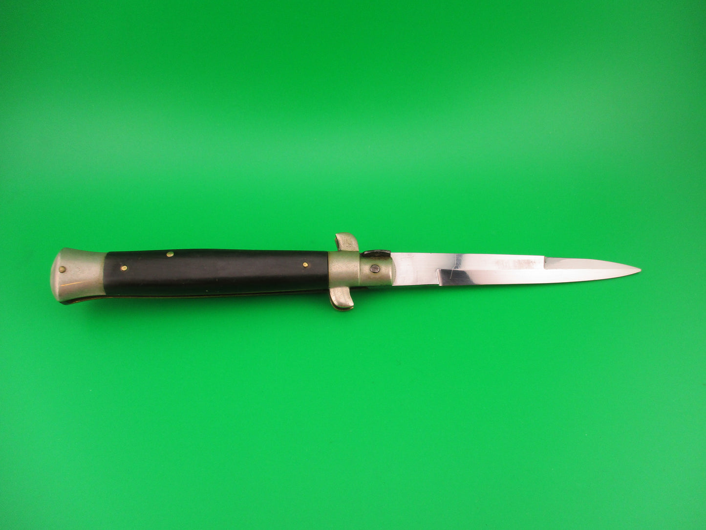 INOX 23cm Italian Picklock Bayonet blade Horn vintage 1950s automatic knife