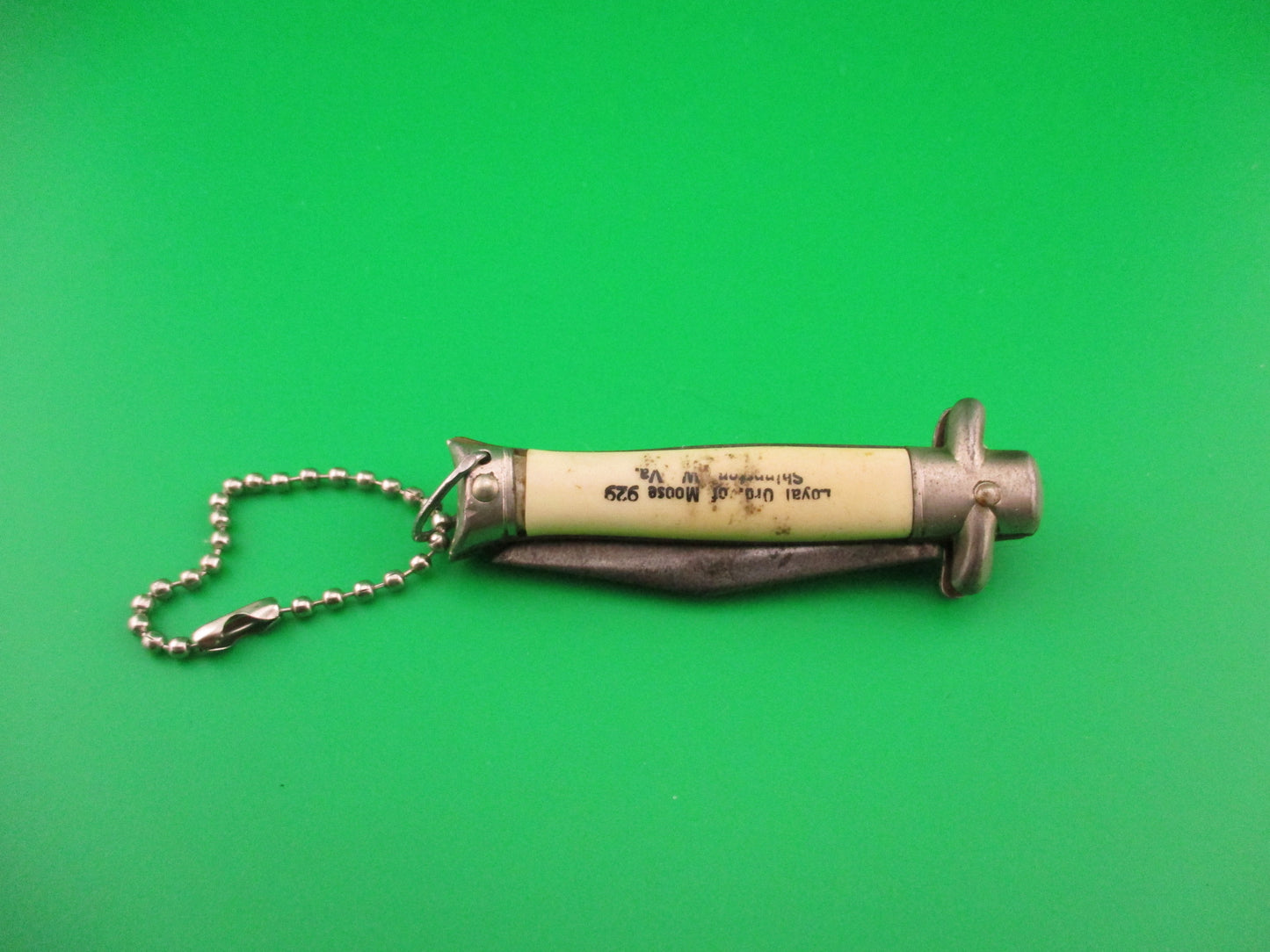 Colonial Snappy Vintage 2nd Gen 1950s Loyal Order of Moose keychain switchblade knife