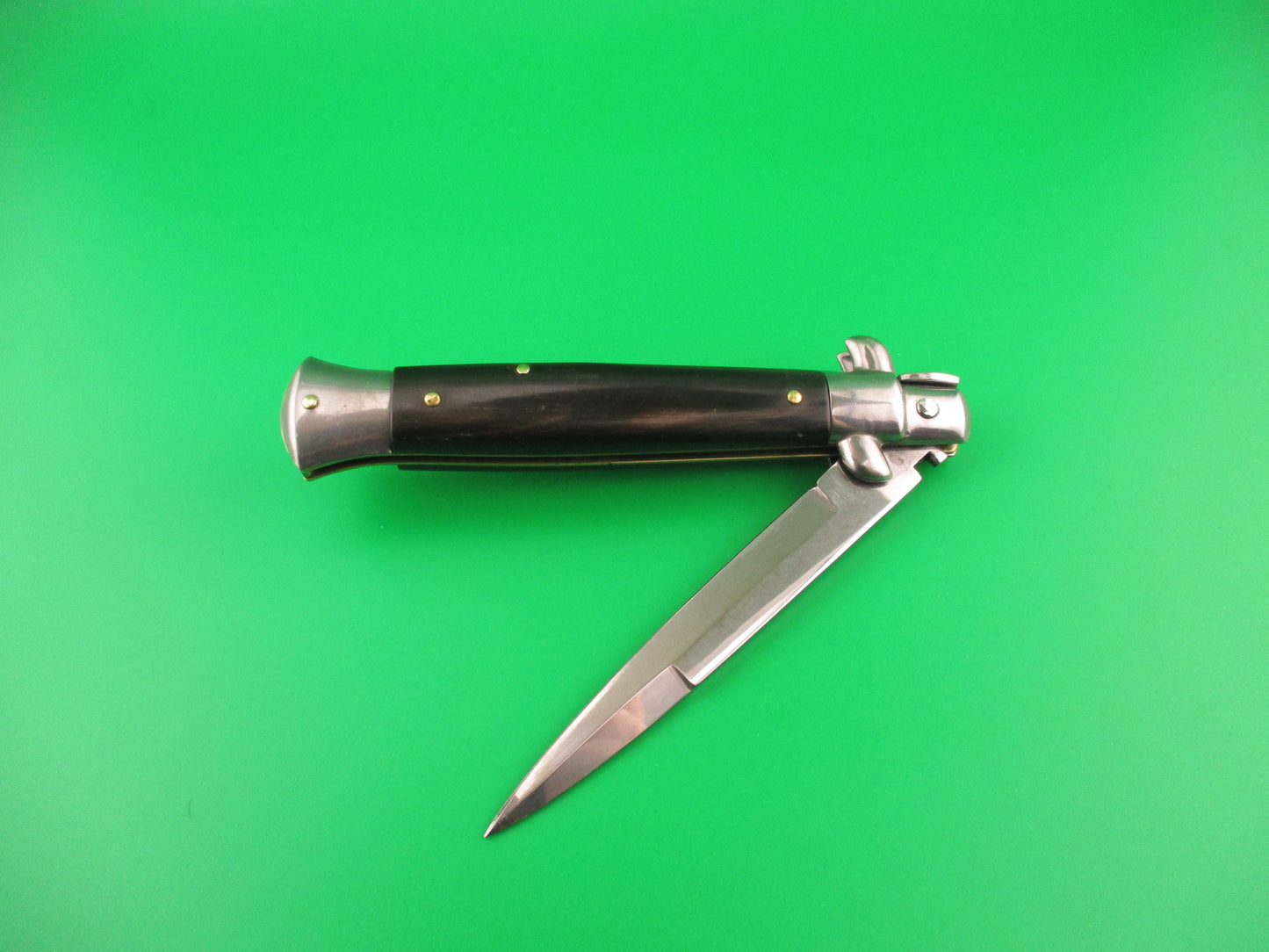 STILETTO ITALY 23cm Italian Stiletto Dark horn swivel bolster switchblade knife