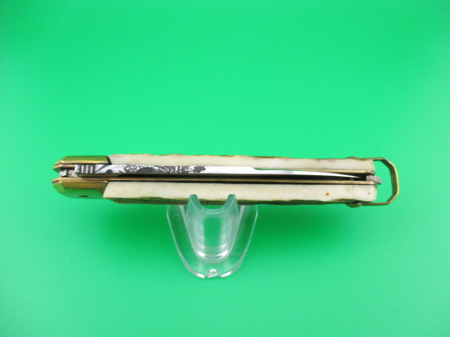 z St JM XX INOX 21cm French Saint James Stag & Brass Automatic Knife