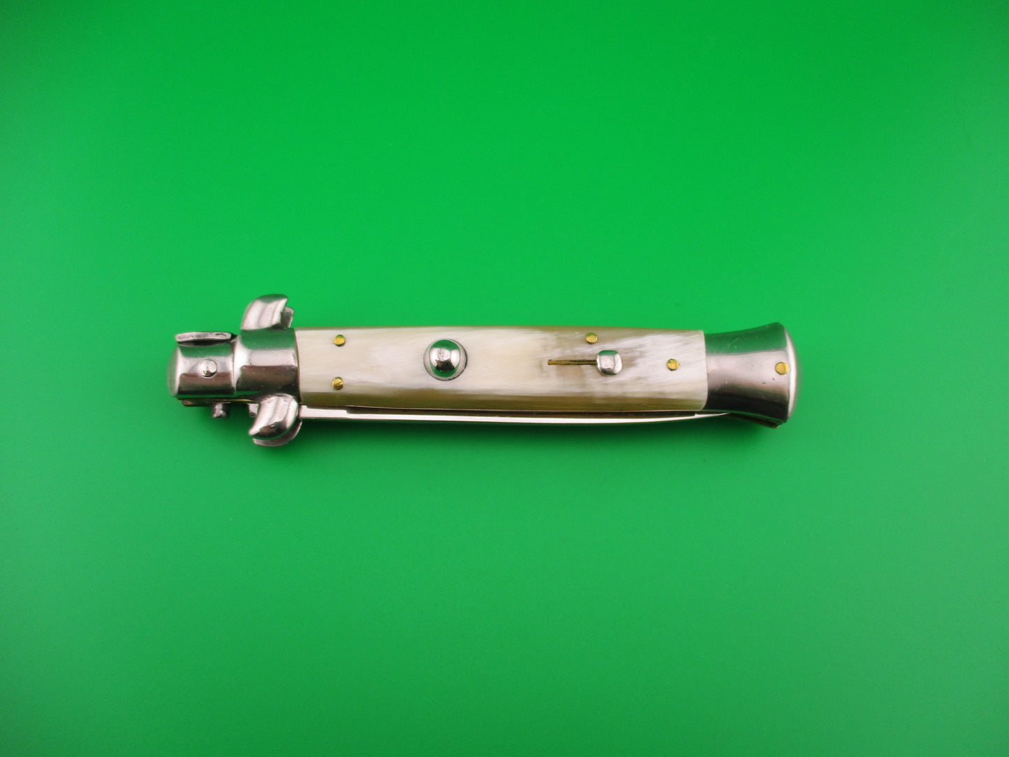 INOX (in a diamond) 23cm Italian Stiletto Honey & Cream horn automatic knife