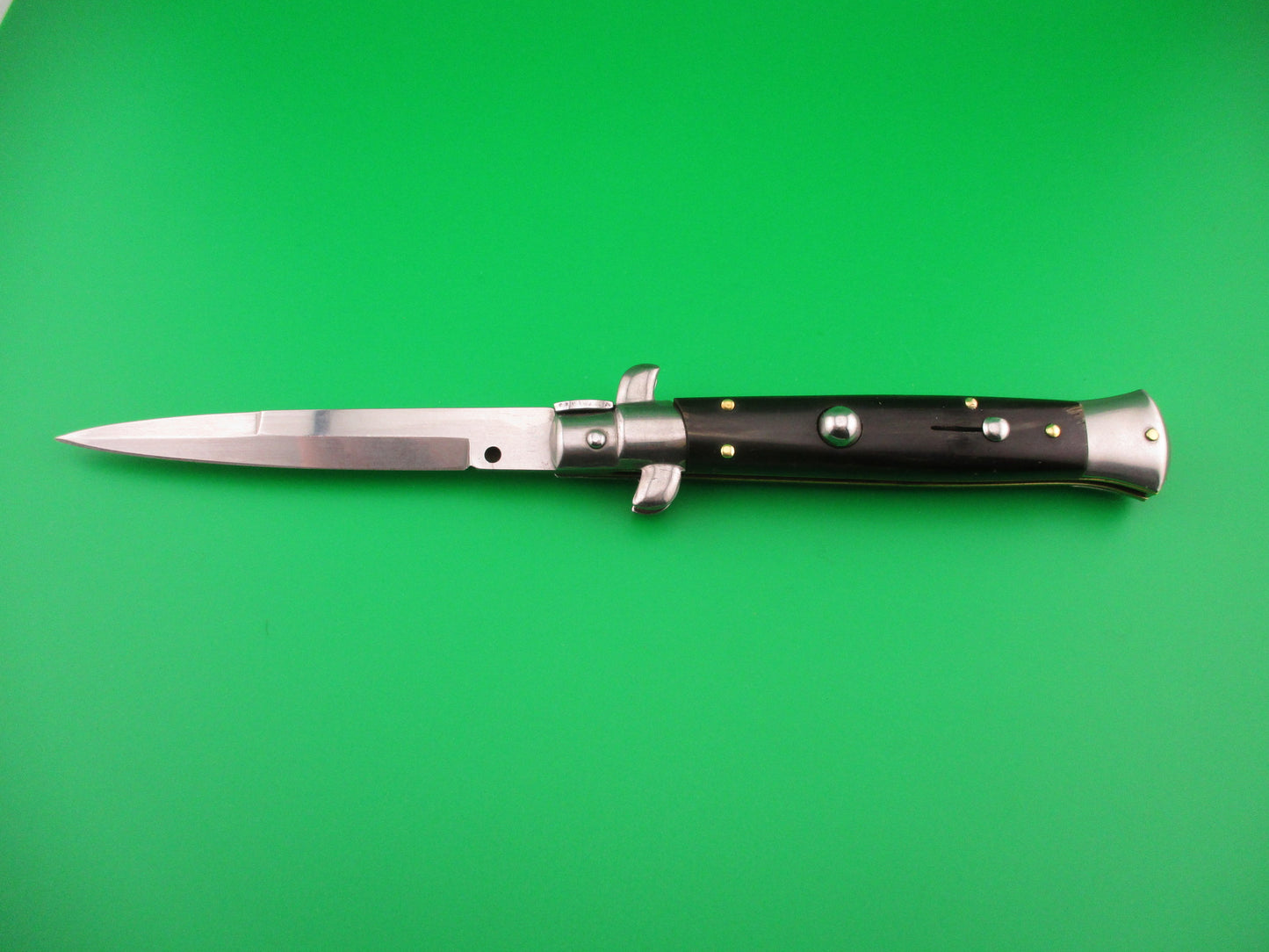 STILETTO ITALY 23cm Italian Stiletto Dark horn swivel bolster switchblade knife