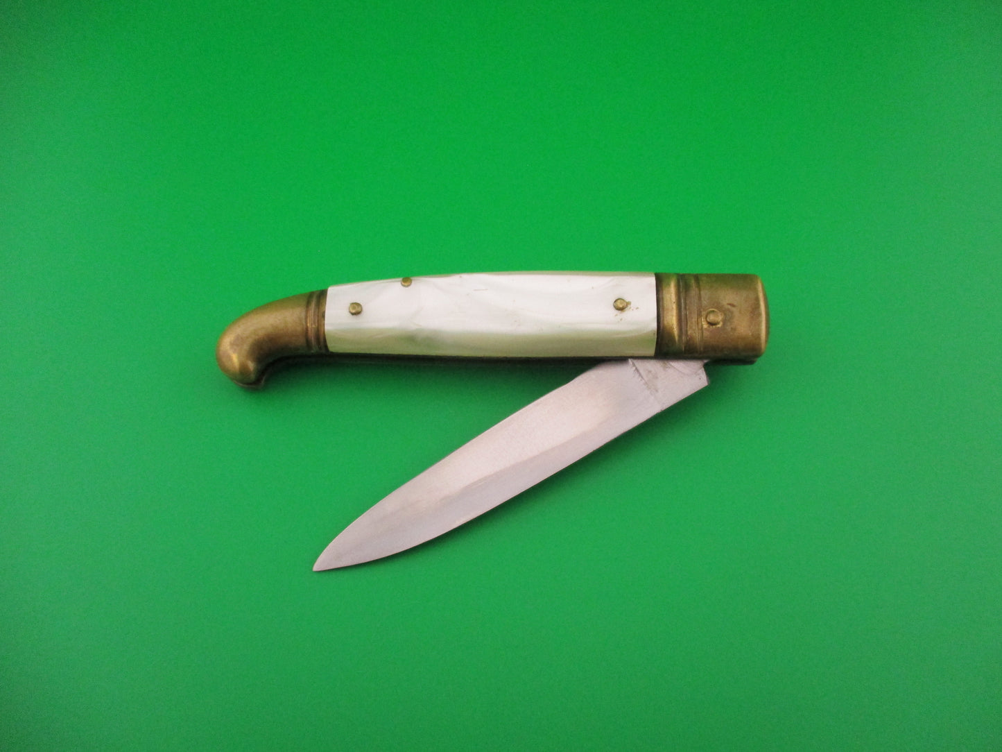 Rostfrei 20cm Italian Birds Head Pearlex Brass Lever automatic knife