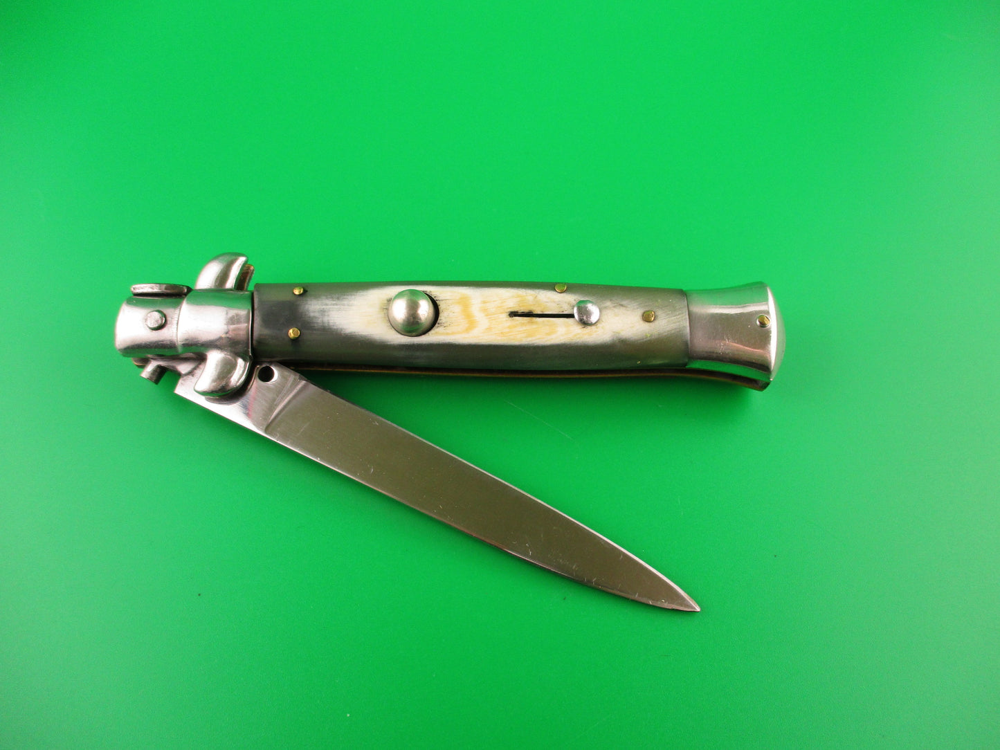 INOX 22cm Italian late transitional Stiletto swivel bolster vintage automatic knife