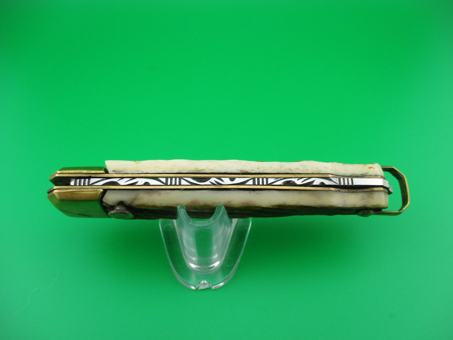 z St JM XX INOX 21cm French Saint James Stag & Brass Automatic Knife