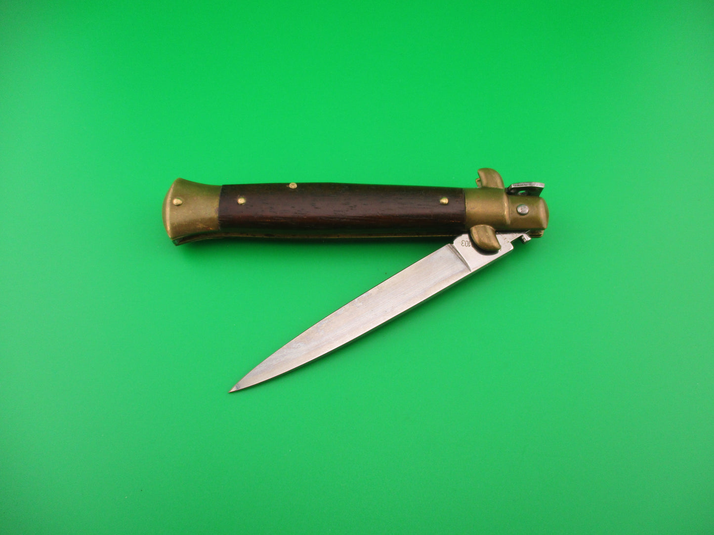 STAINLESS (slant) UD96A000103 PATENT 23cm Italian Stiletto bolster release switchblade