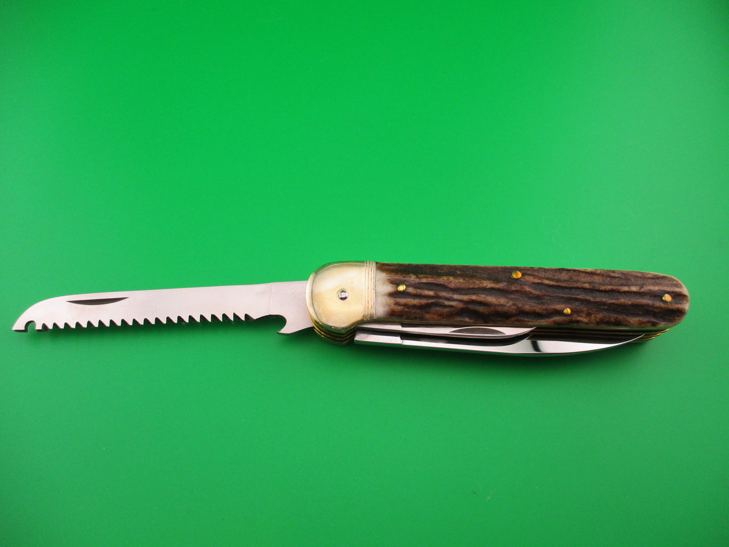Hubertus 11cm German 3 blade Stag pen blade release automatic knife