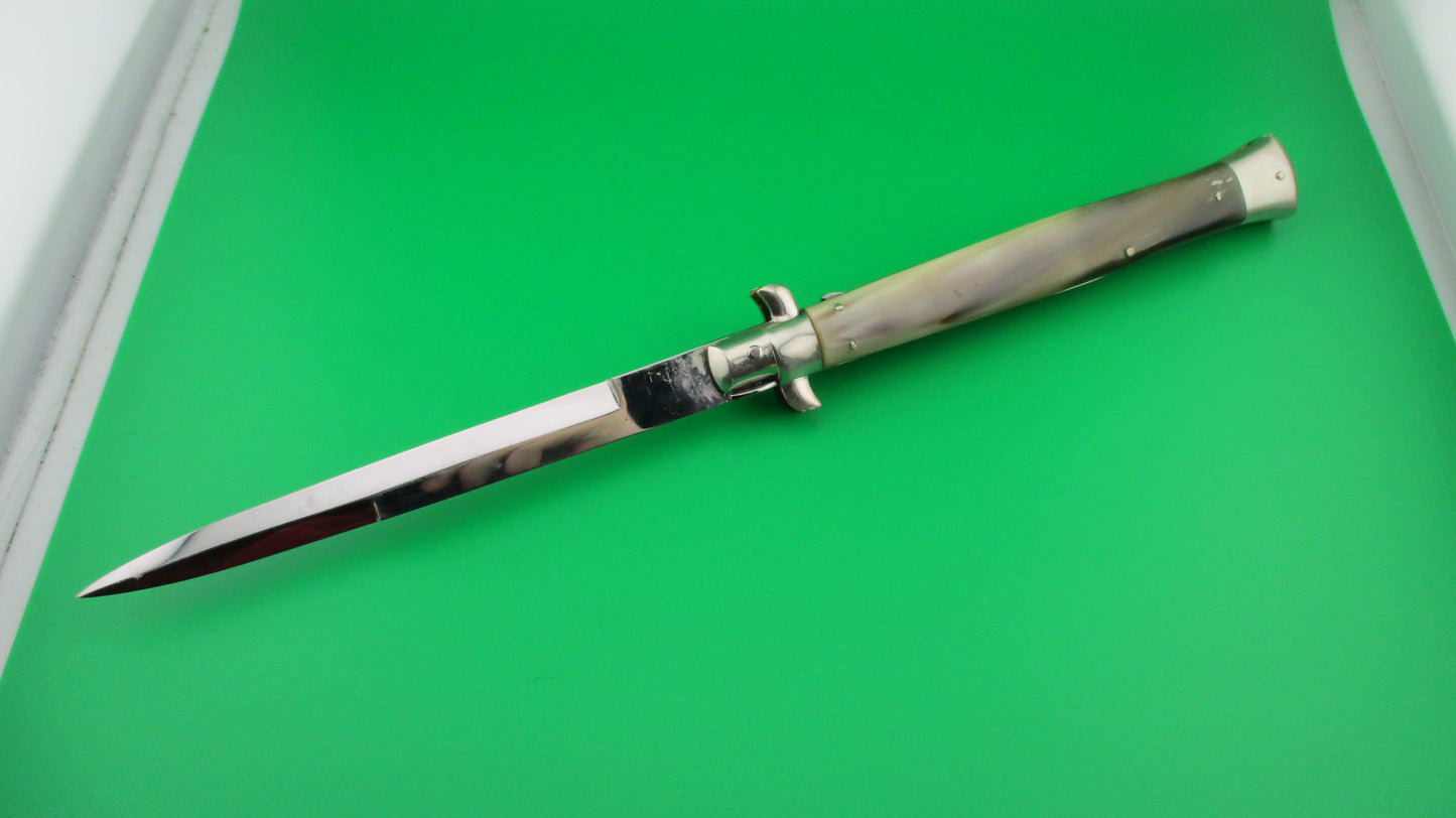 z AGA CAMPOLIN 33cm Picklock Stiletto Brazilian Honey horn automatic knife