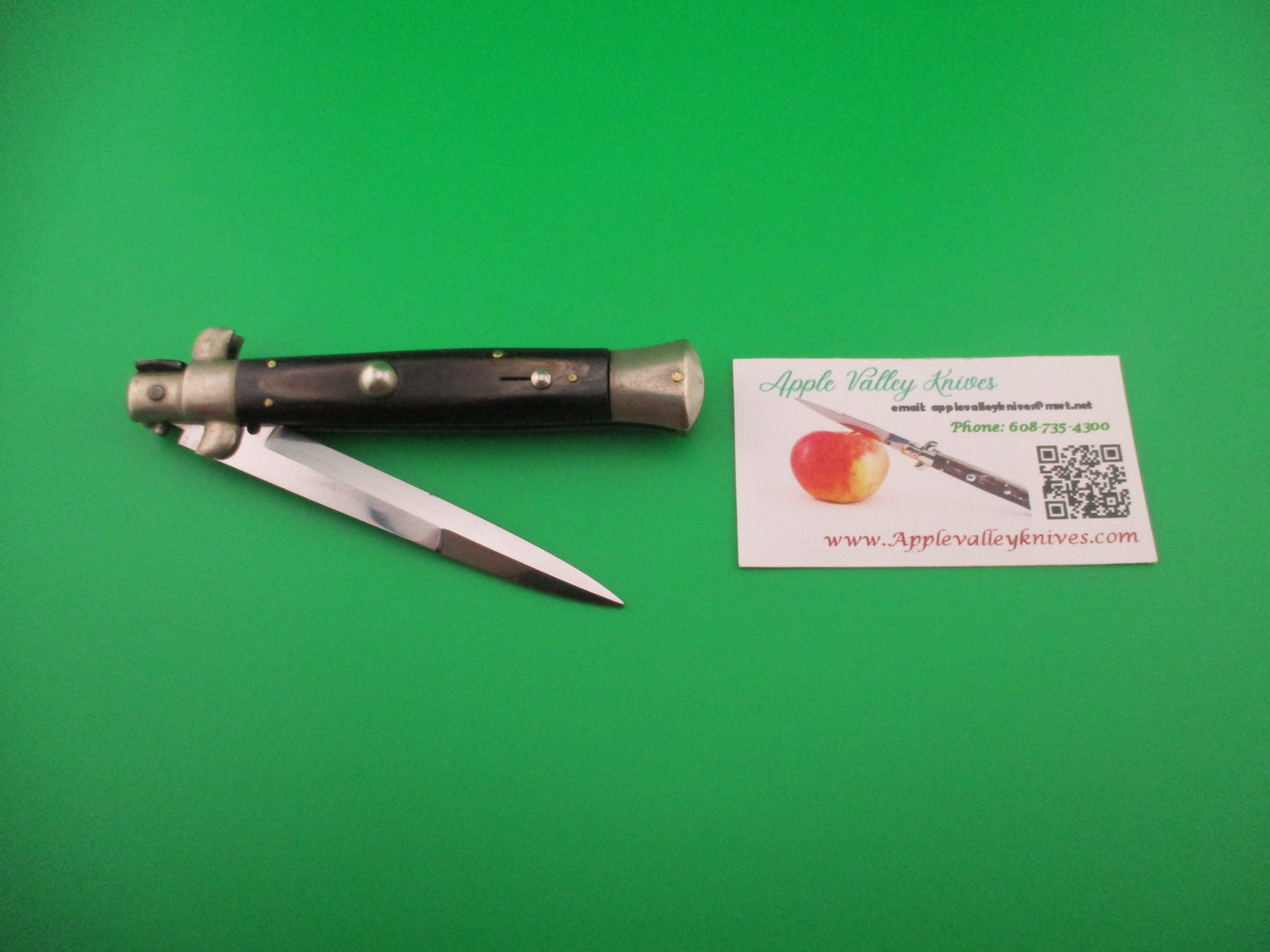 INOX 23cm Italian Picklock Bayonet blade Horn vintage 1950s automatic knife
