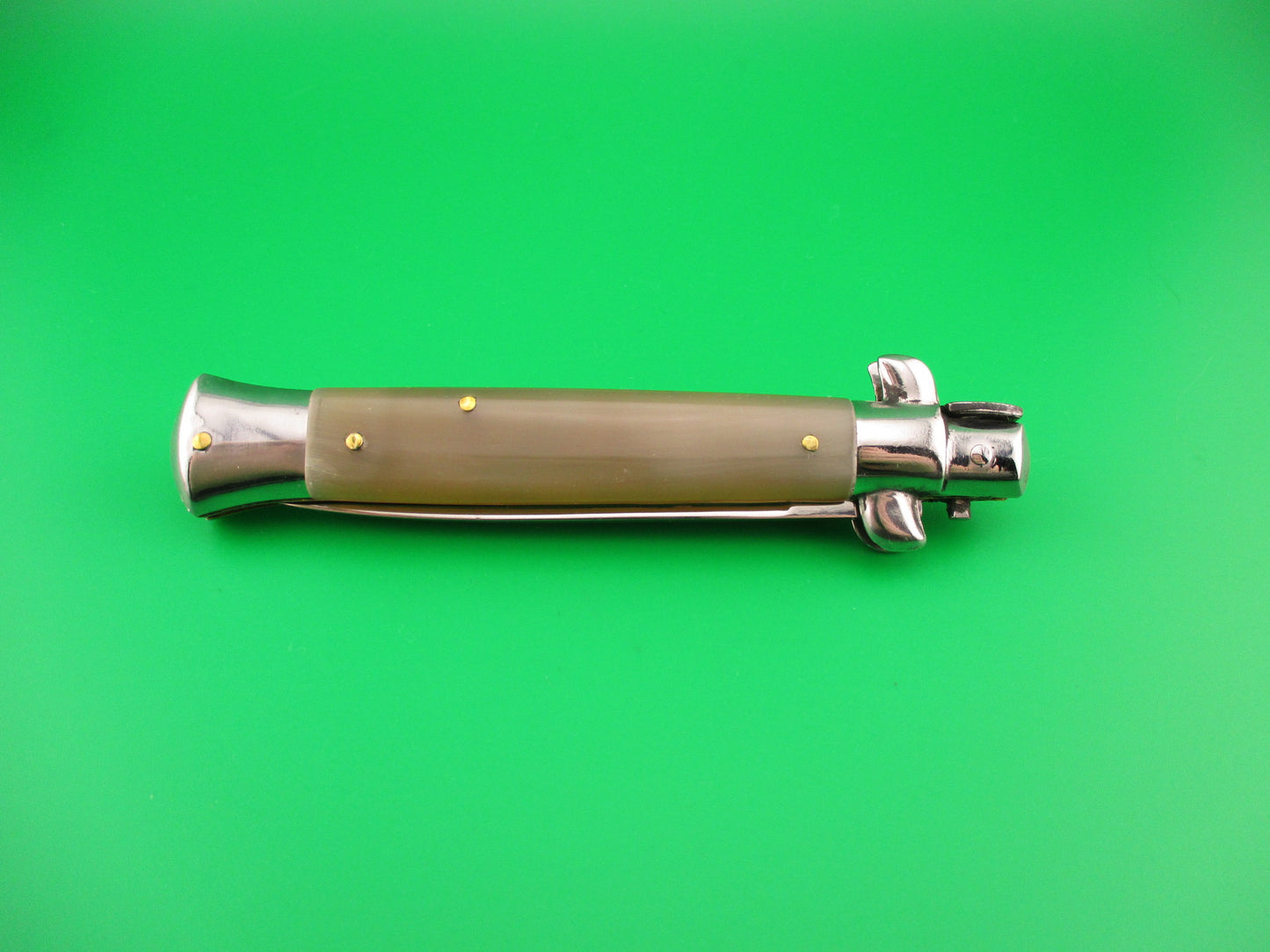 INOX (in a diamond) 23cm Italian Stiletto Honey & Cream horn automatic knife